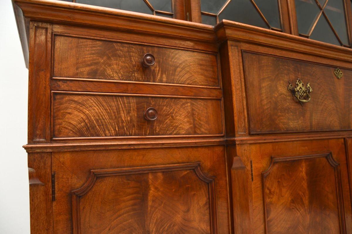 Antique Walnut Breakfront Secretaire Bookcase 5