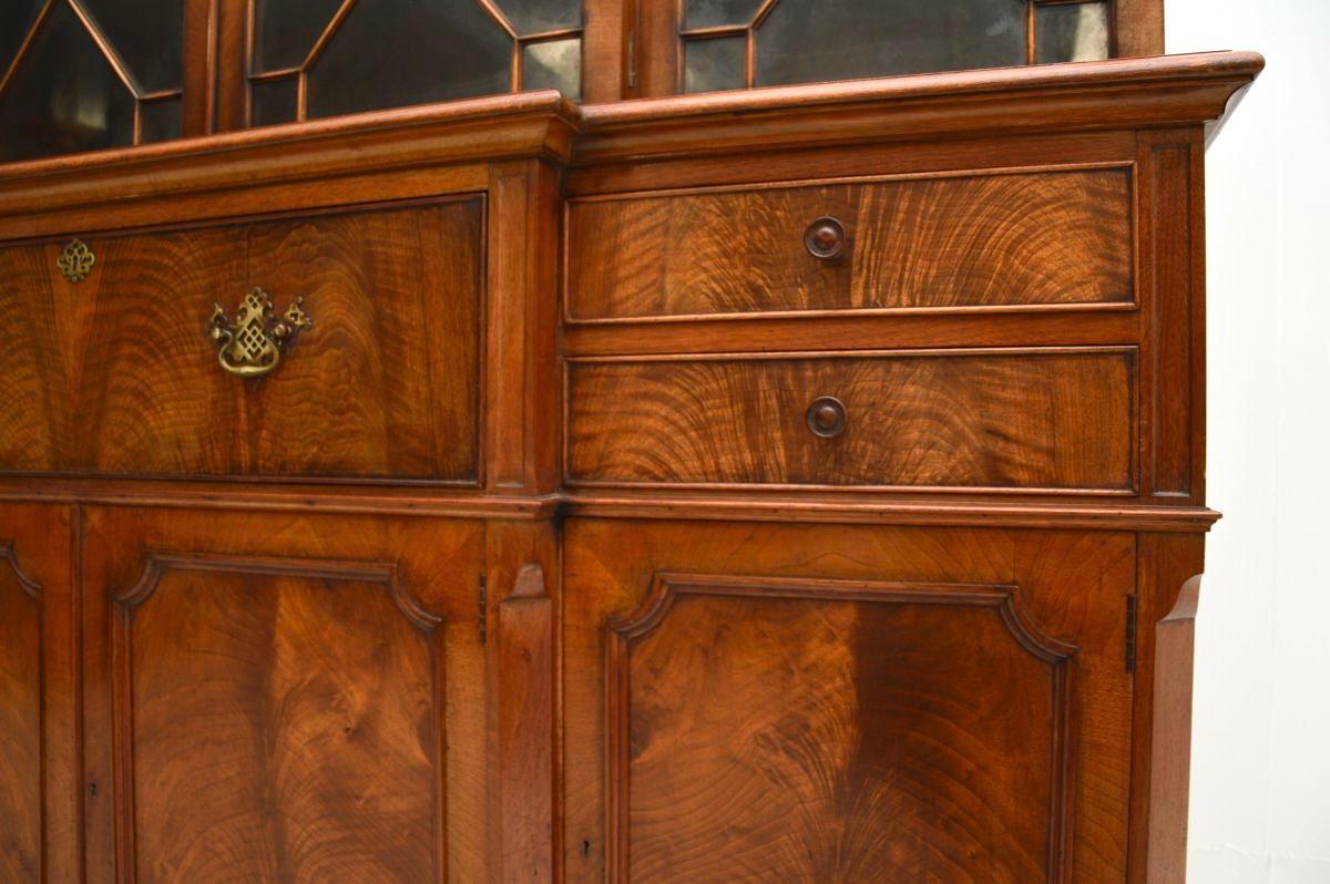 Antique Walnut Breakfront Secretaire Bookcase 6