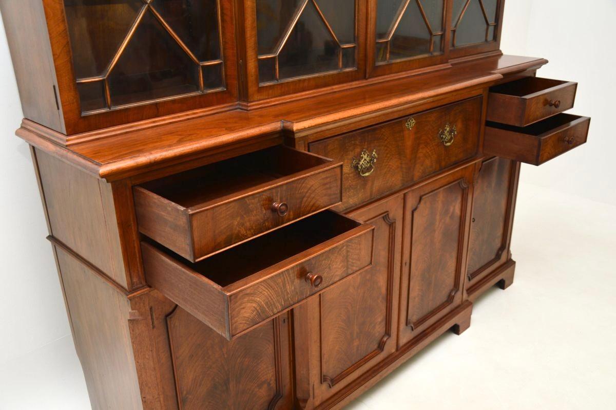 Antique Walnut Breakfront Secretaire Bookcase 2