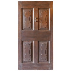 Antique Walnut Brown Entrance Door, Original Door Knocker, 19th Century, Italy