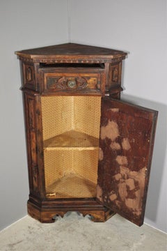 Antique Walnut Burl Corner Cabinet - Timeless Elegance