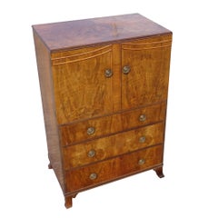Antique Walnut Burl Dresser Armoire Linen Cabinet