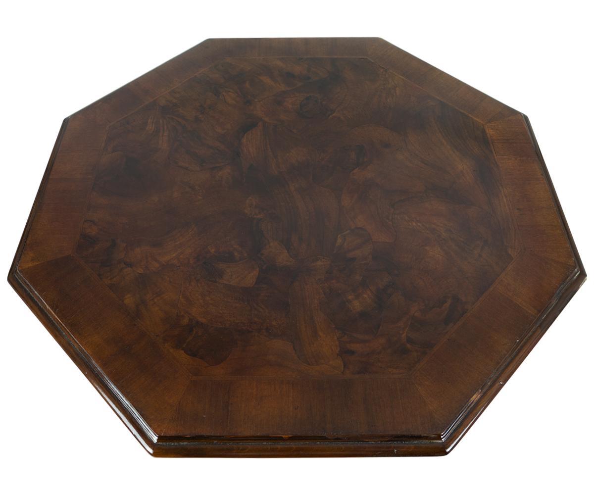 European Antique Walnut Burl Wooden Pedestal Side Tables For Sale