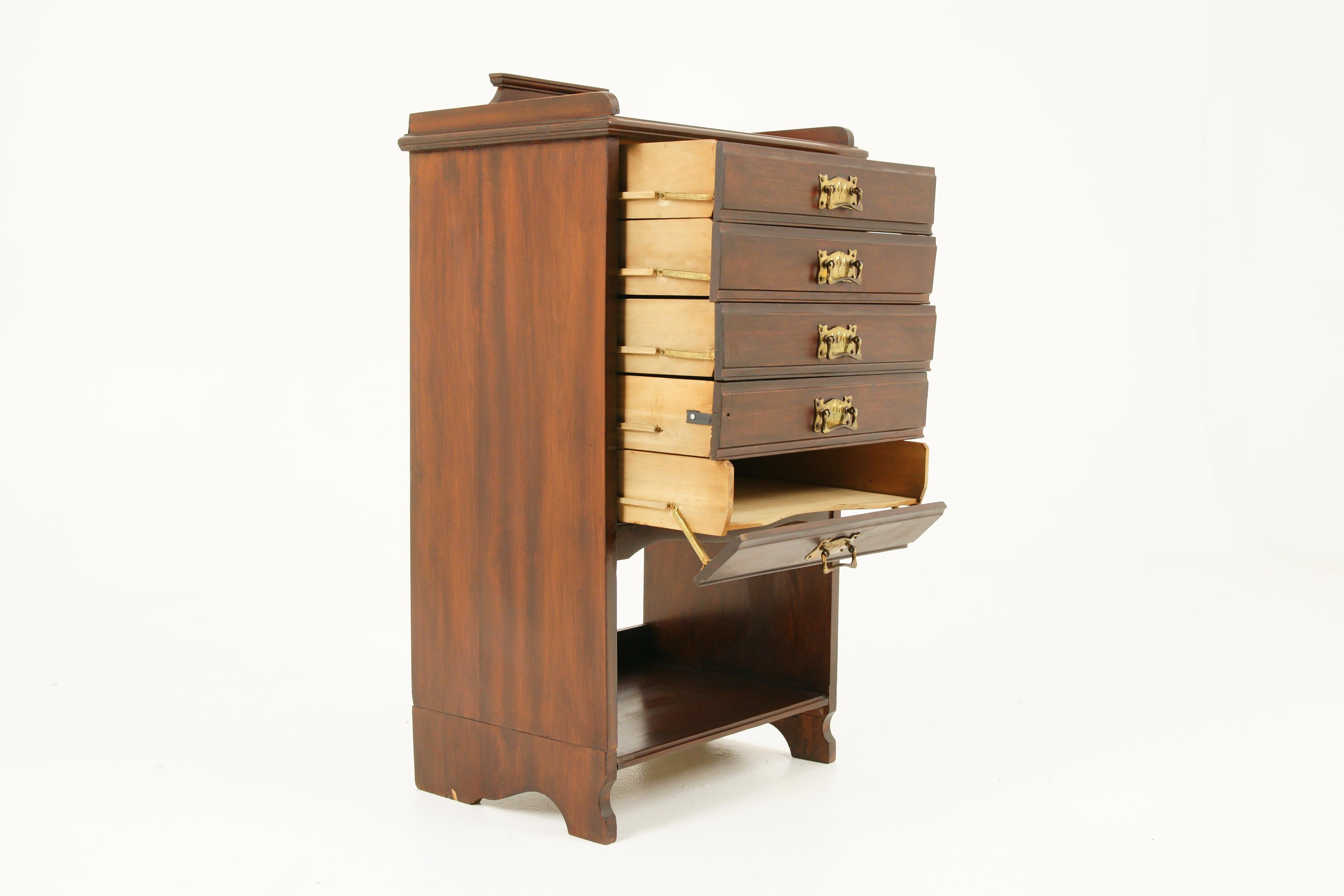 Antique Walnut Cabinet, Art Nouveau File Cabinet, Scotland, 1910 4
