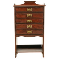 Antique Walnut Cabinet, Art Nouveau File Cabinet, Scotland, 1910