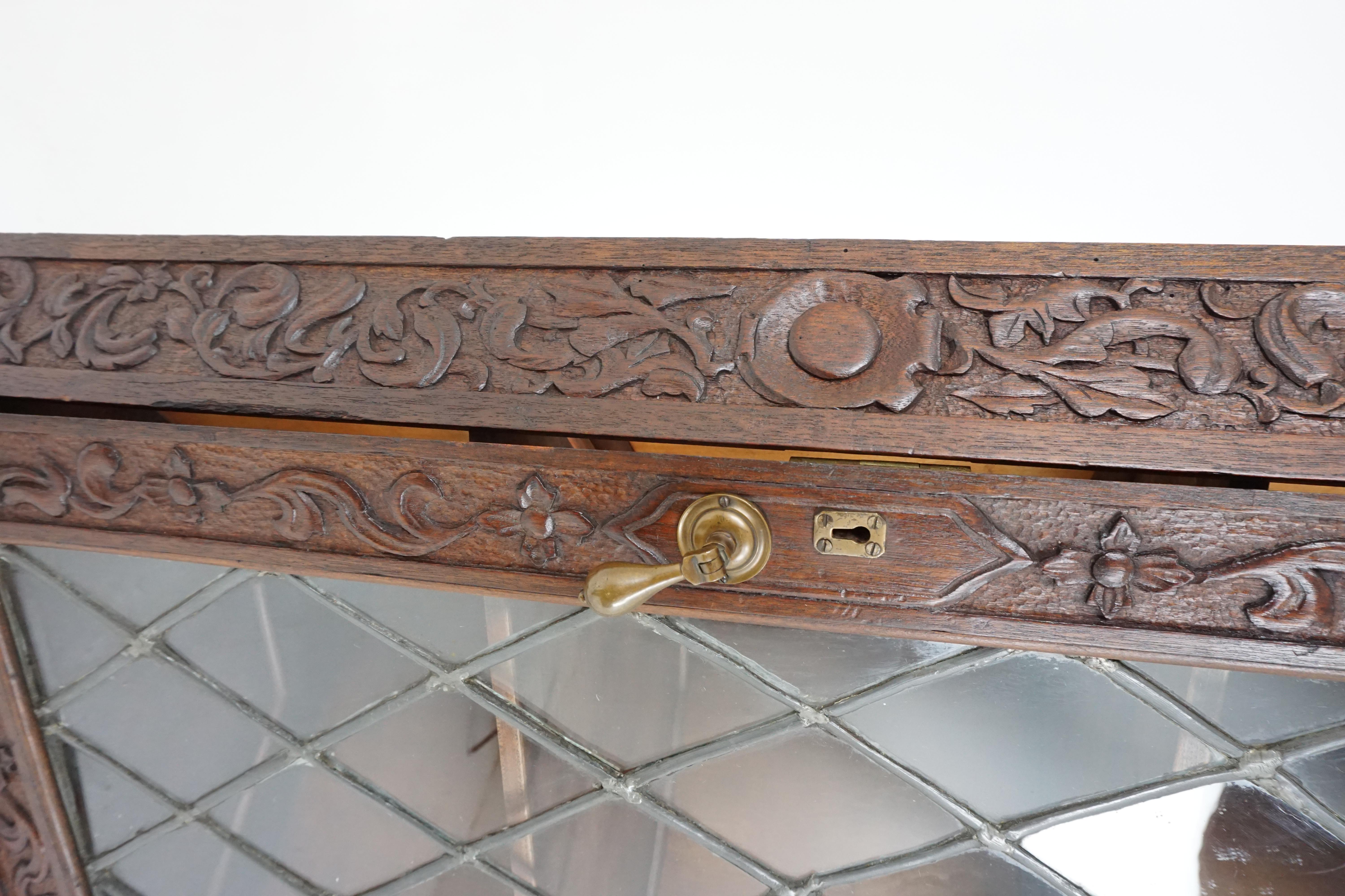 Hand-Crafted Antique Walnut Cabinet, Heavily Carved Corner Cabinet, Scotland 1880, B1869