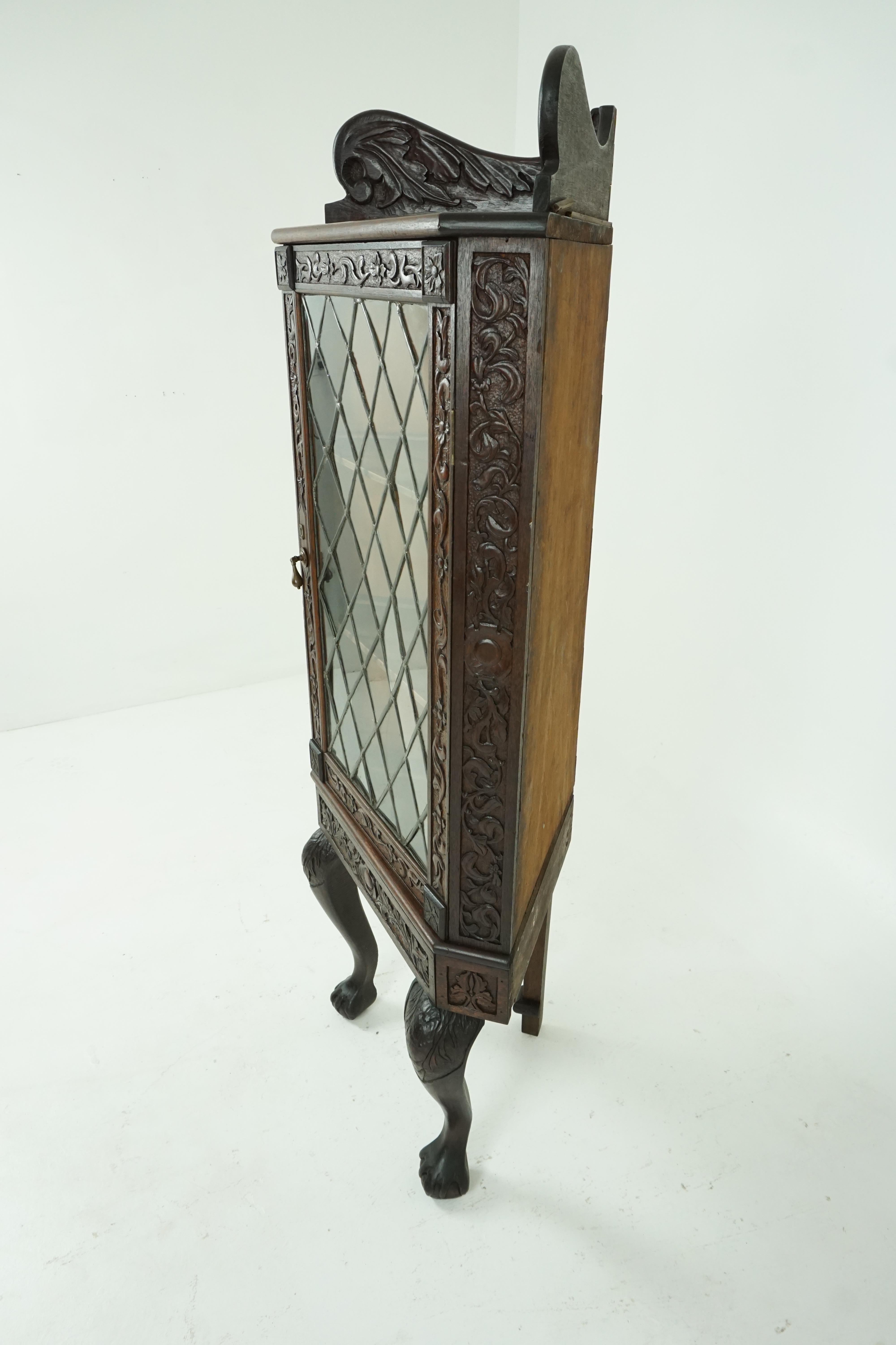 Antique Walnut Cabinet, Heavily Carved Corner Cabinet, Scotland 1880, B1869 1