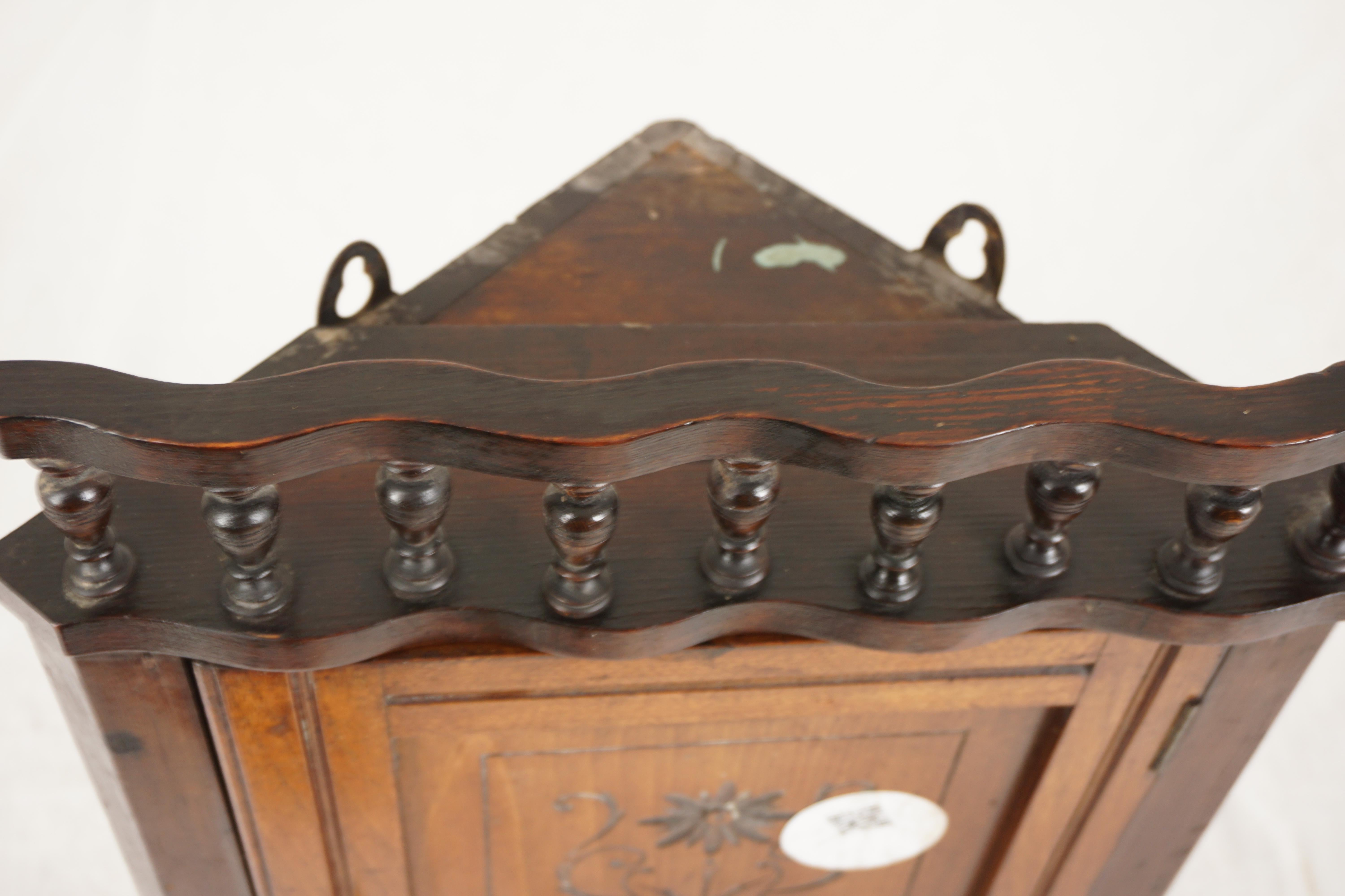 Late 19th Century Antique Walnut Cabinet, Petite Victorian Corner Cabinet, Scotland 1880, H1046 For Sale