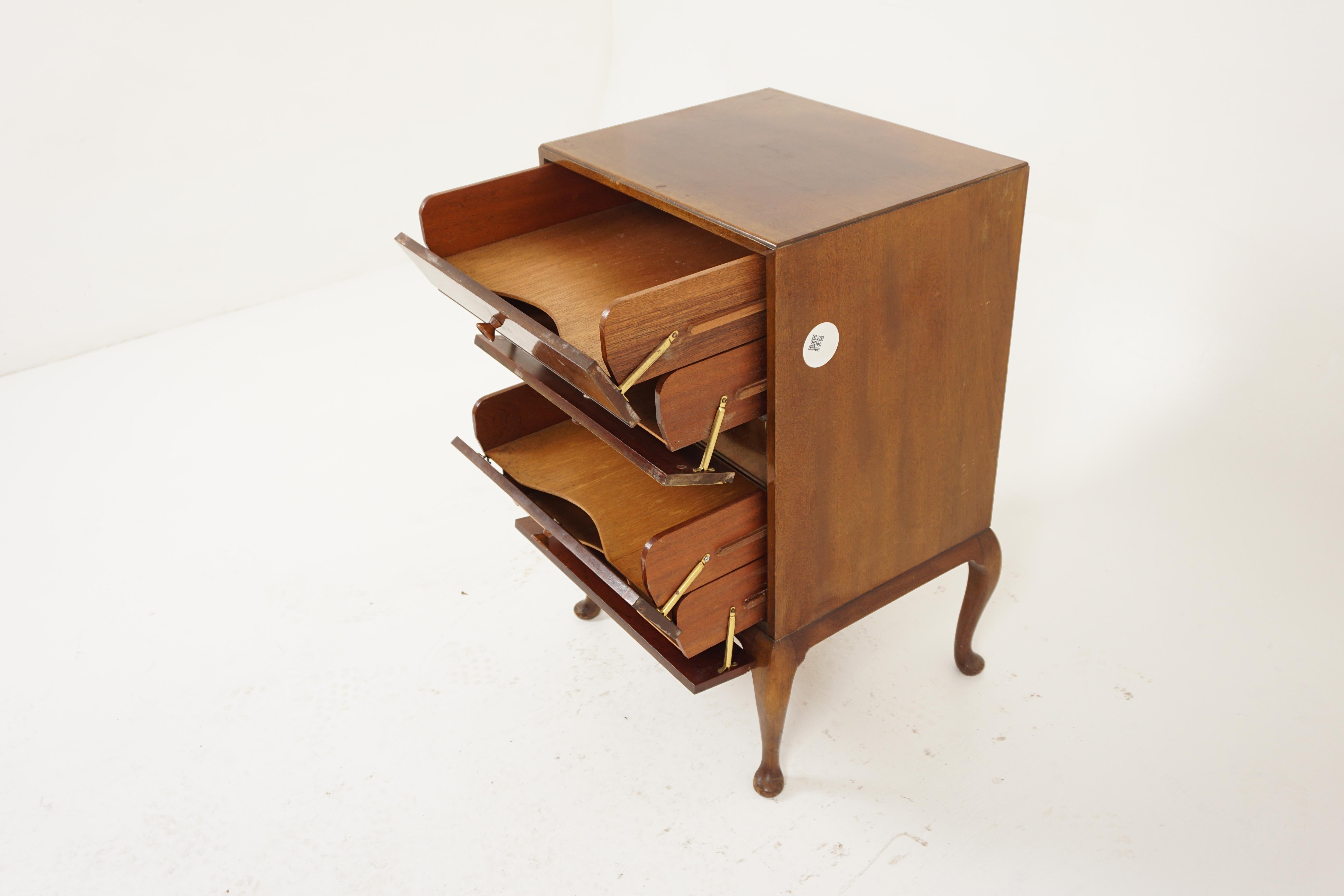 Scottish Antique Walnut Cabinet, Sheet Music Cabinet, File Cabinet, Scotland 1920, H1131 For Sale