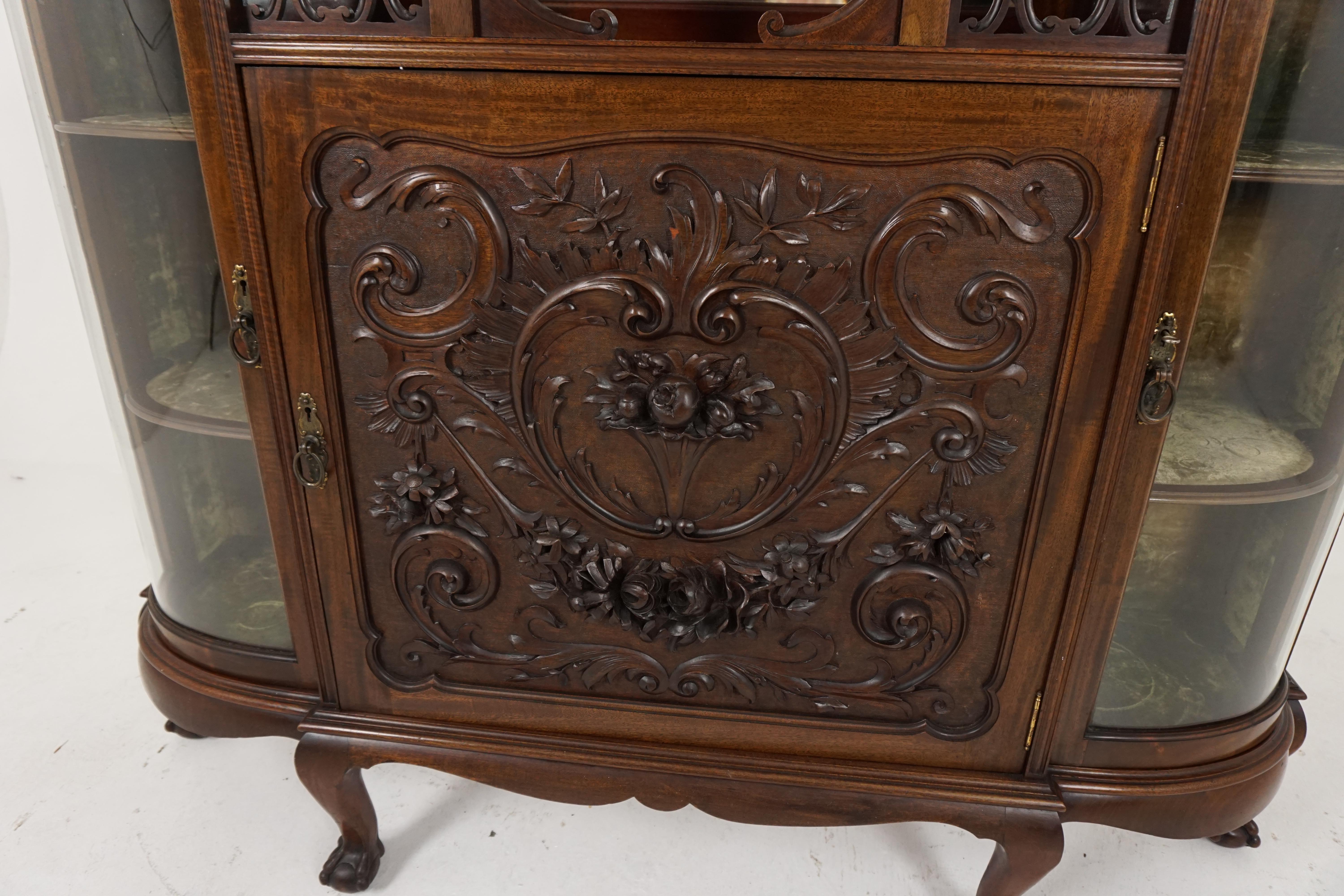 Antique Walnut Cabinet, Victorian Carved Parlor Cabinet, England 1880, B1864 In Good Condition In Vancouver, BC
