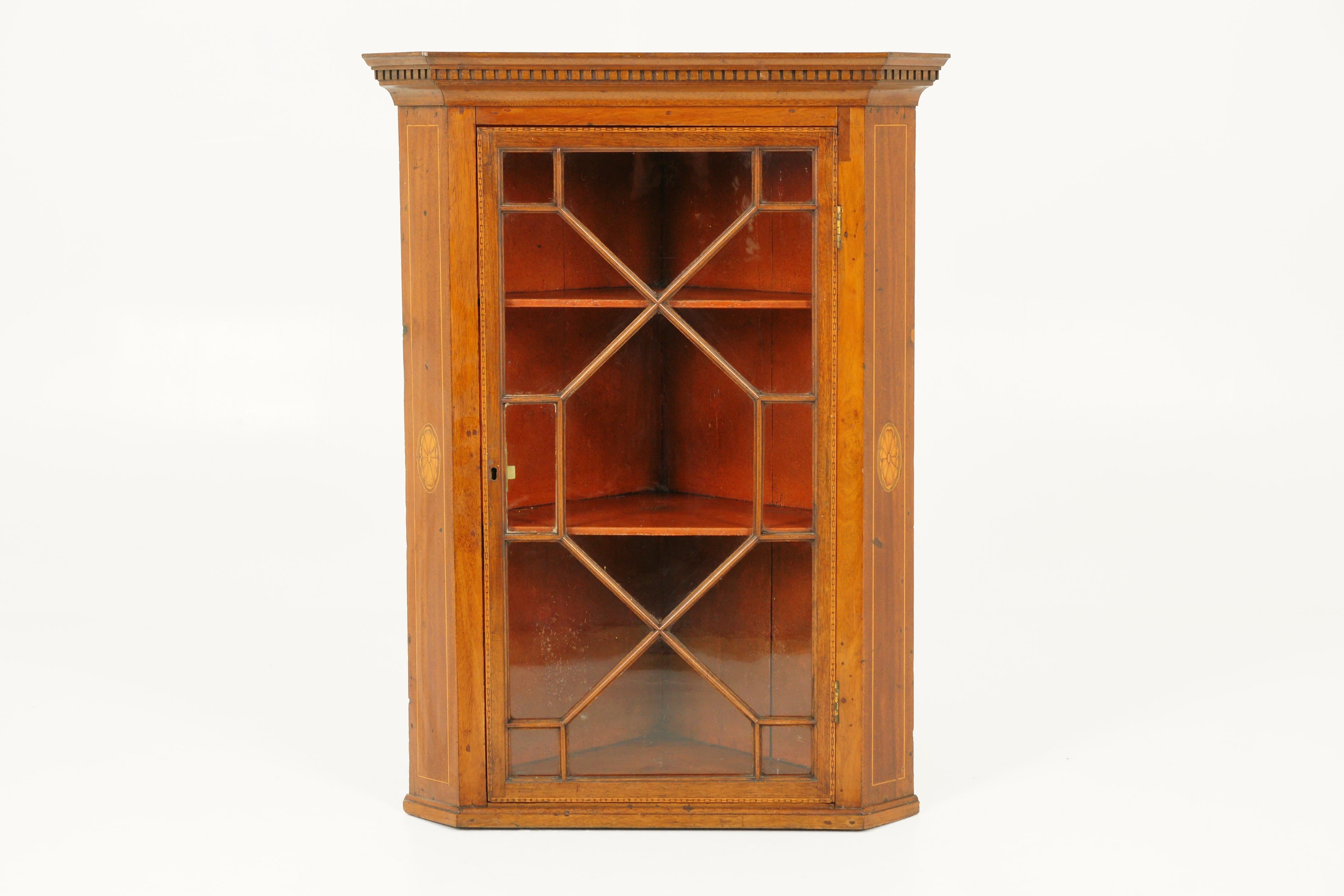 Antique Walnut Cabinet, Victorian Hanging Corner Cabinet, Scotland, 1840 3