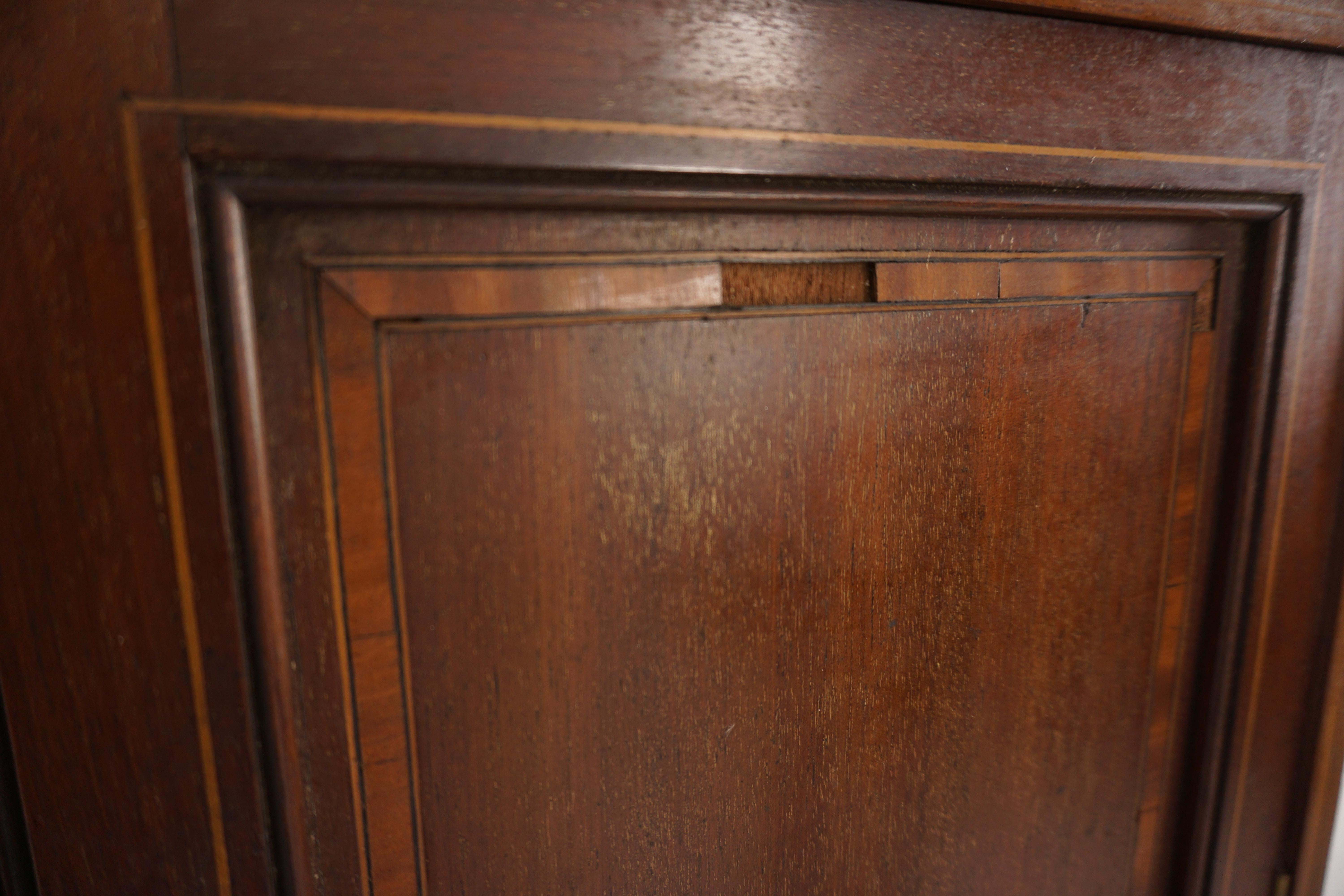 Late 19th Century Antique Walnut Cabinet, Victorian Inlaid Wall Cabinet, Scotland 1890, H1087 For Sale