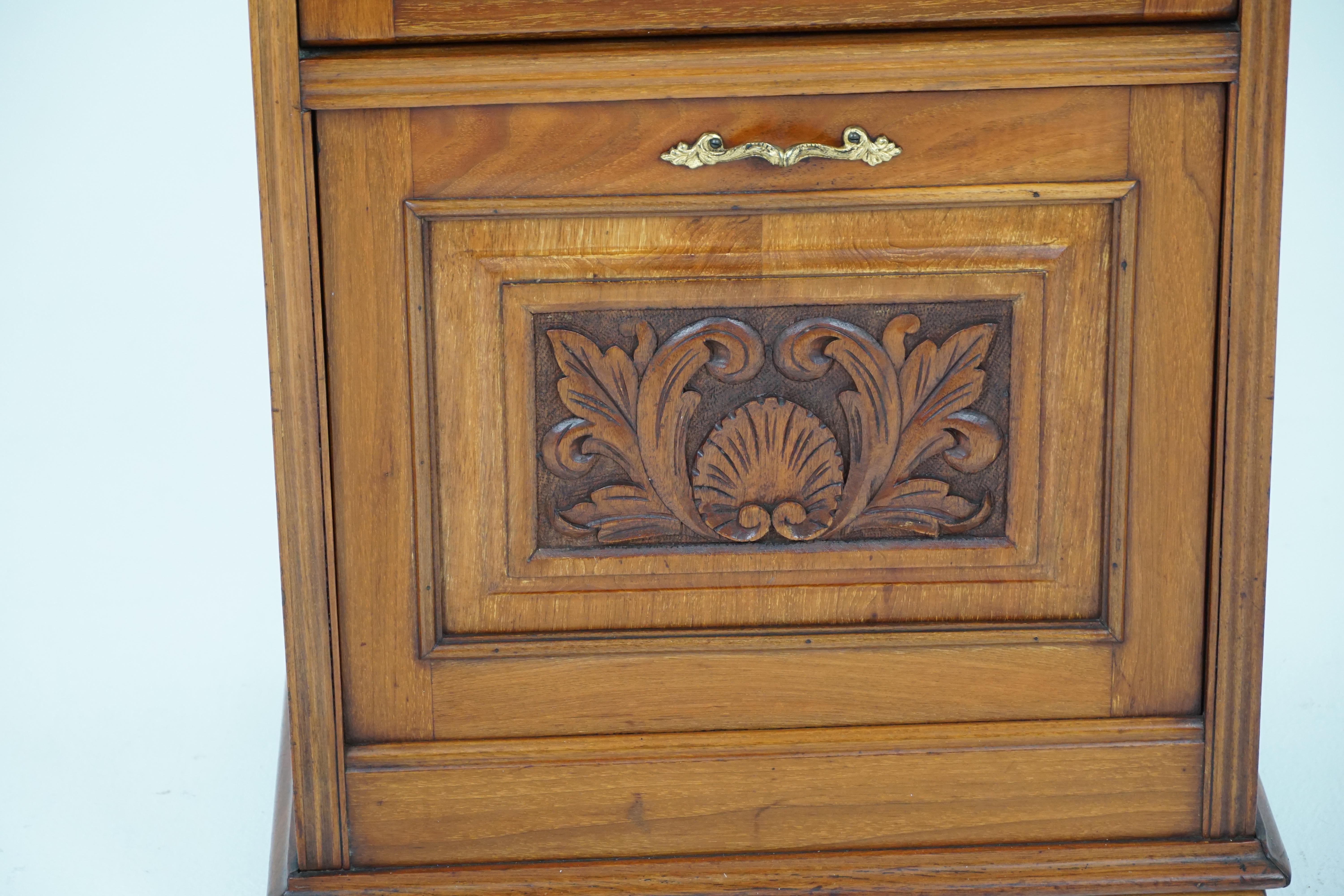 Hand-Crafted Antique Walnut Cabinet, Victorian Sheet Music Side Cabinet, Scotland 1890, B1877