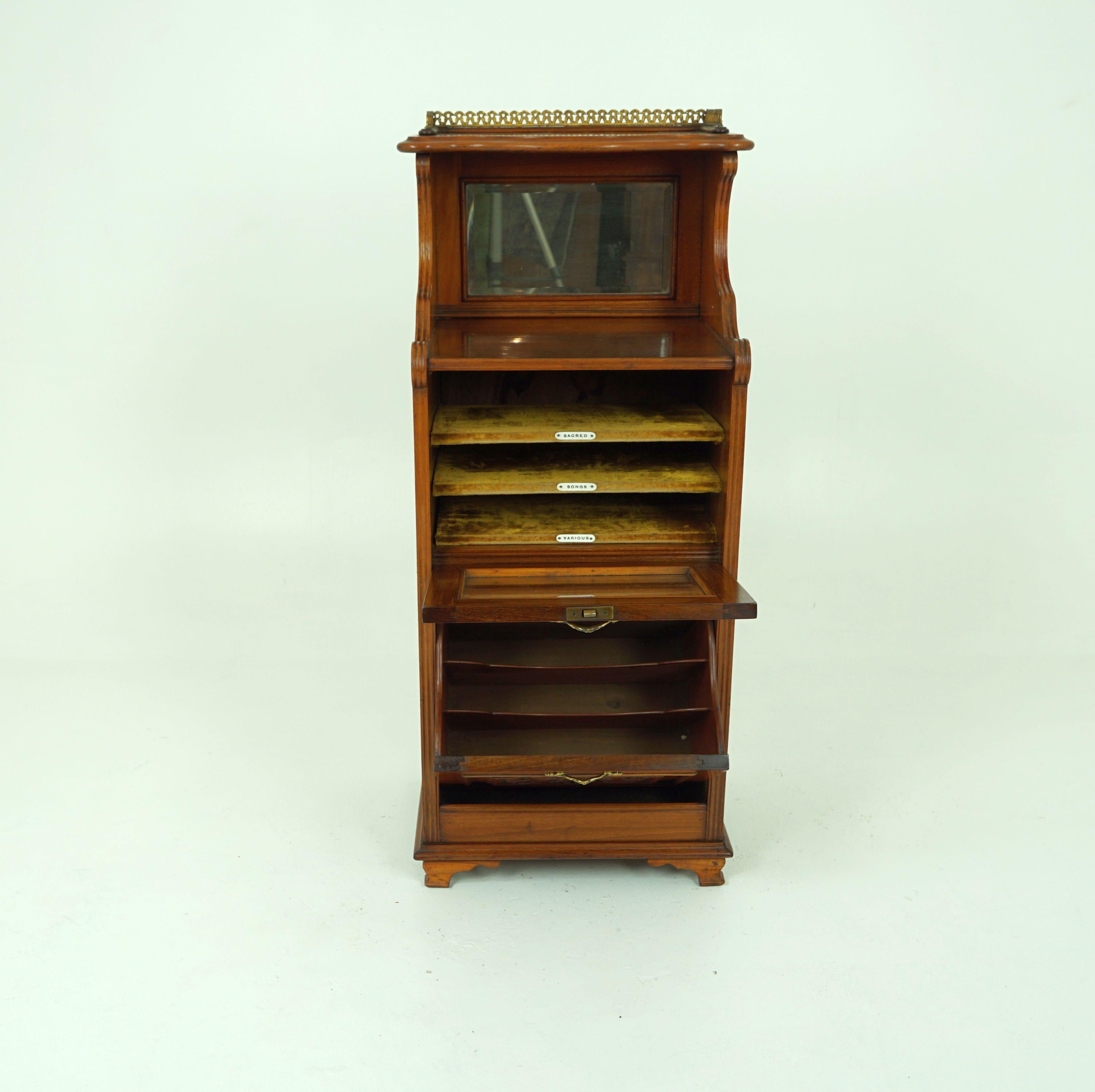 Antique Walnut Cabinet, Victorian Sheet Music Side Cabinet, Scotland 1890, B1877 In Good Condition In Vancouver, BC