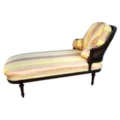 Antique Walnut Cane Chaise Lounge