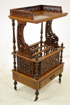Antique Walnut Canterbury, Victorian Music Stand, What Not, Scotland 1870, B1139