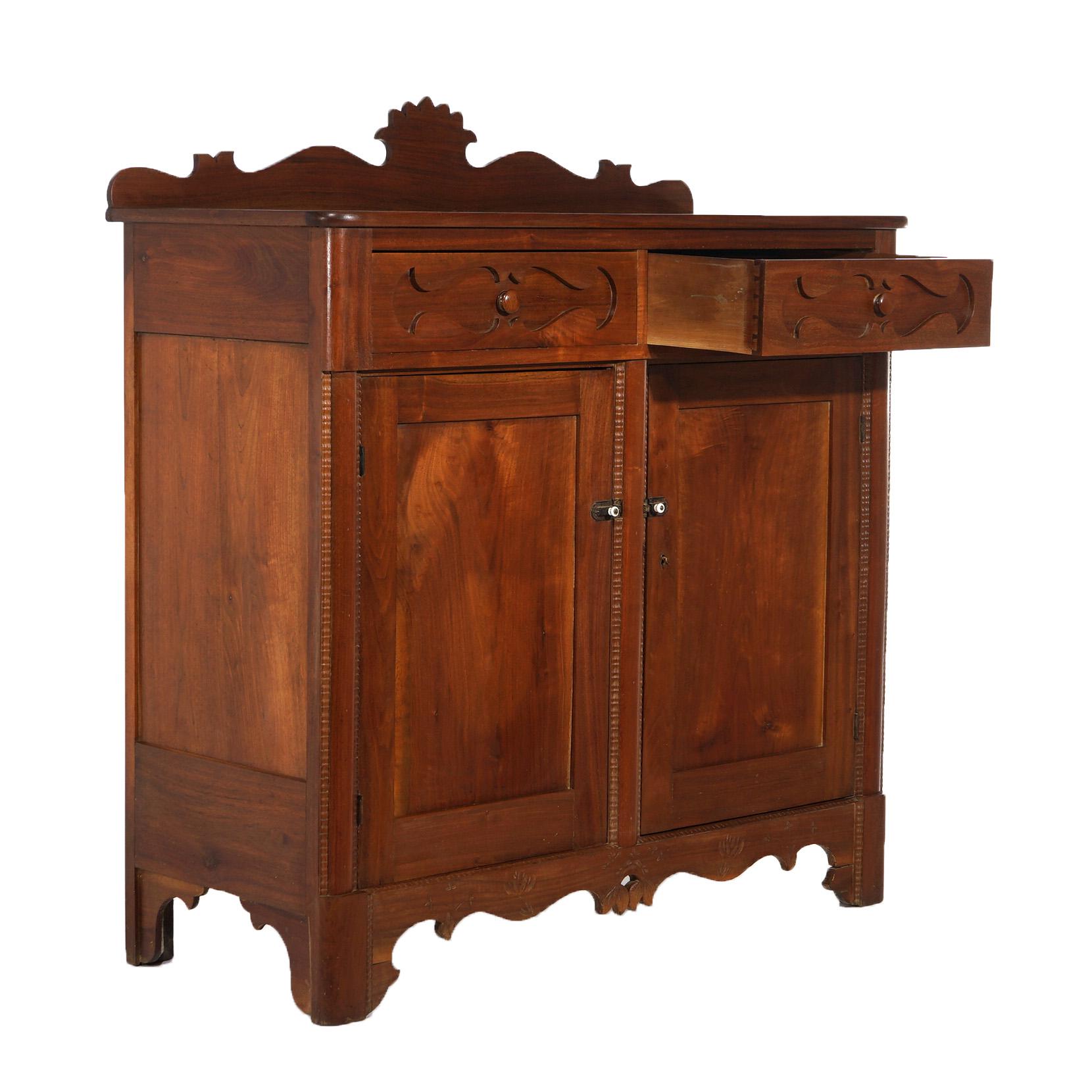 Antique Walnut Carved Country Sideboard 19th C For Sale 14