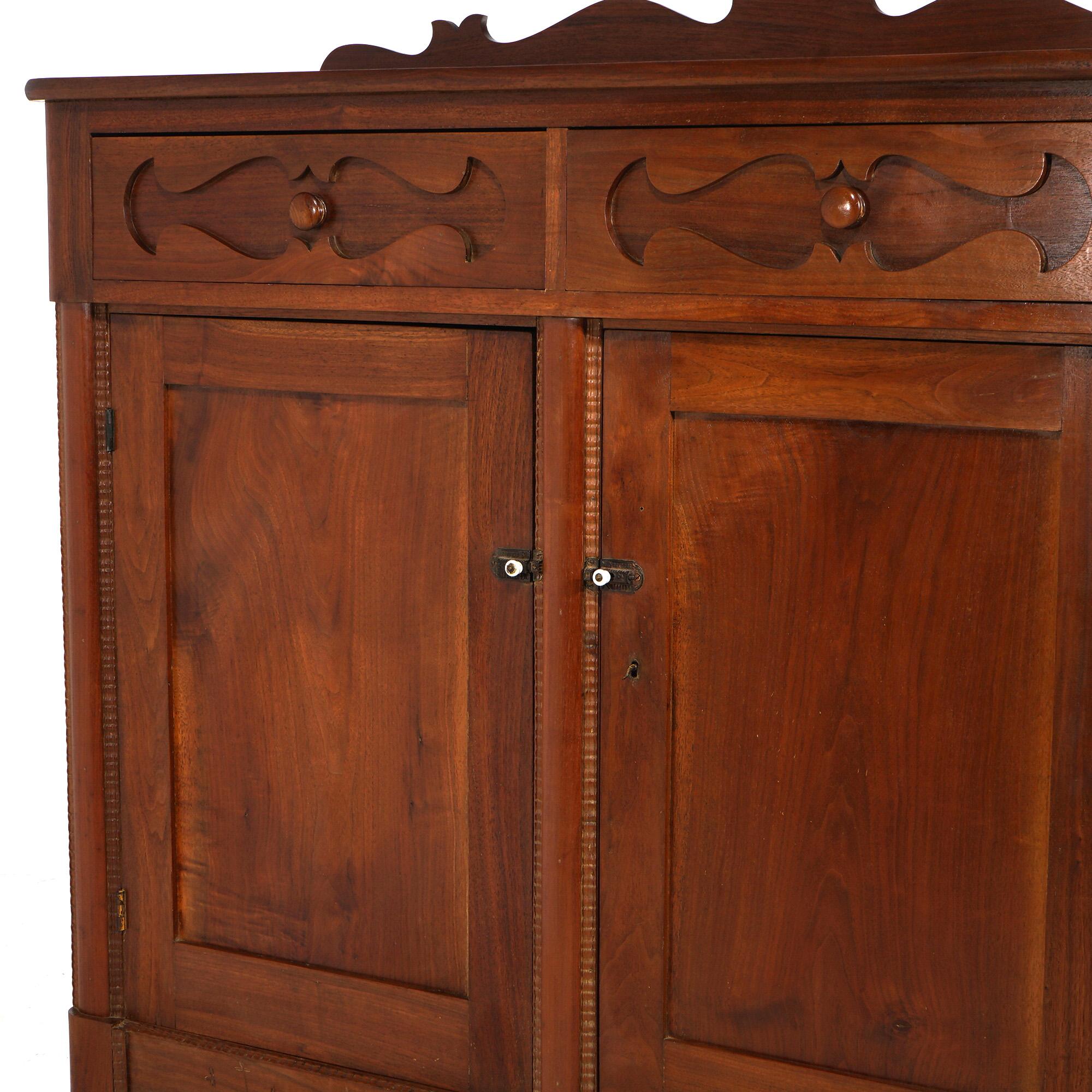 Antique Walnut Carved Country Sideboard 19th C For Sale 1