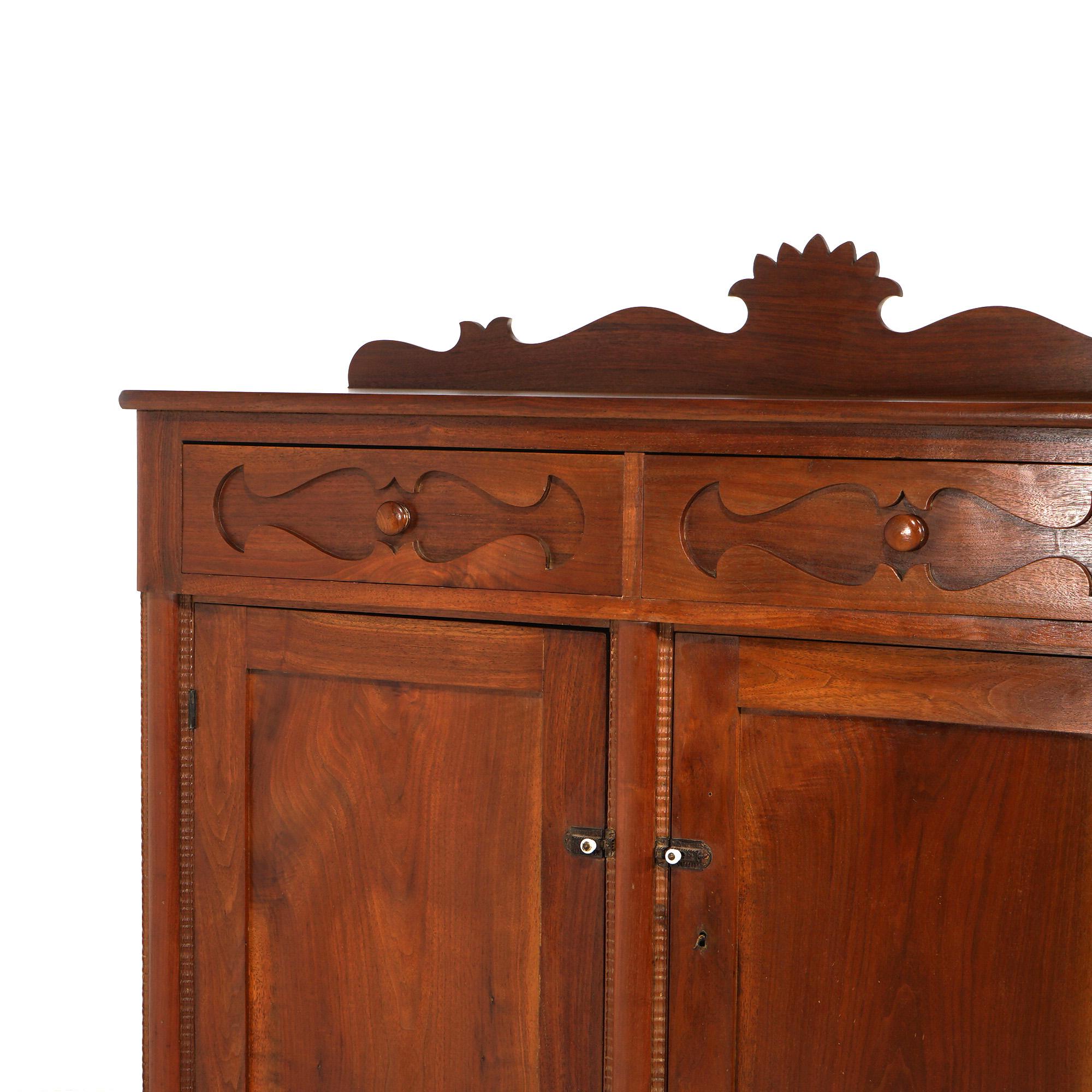 Antique Walnut Carved Country Sideboard 19th C For Sale 2