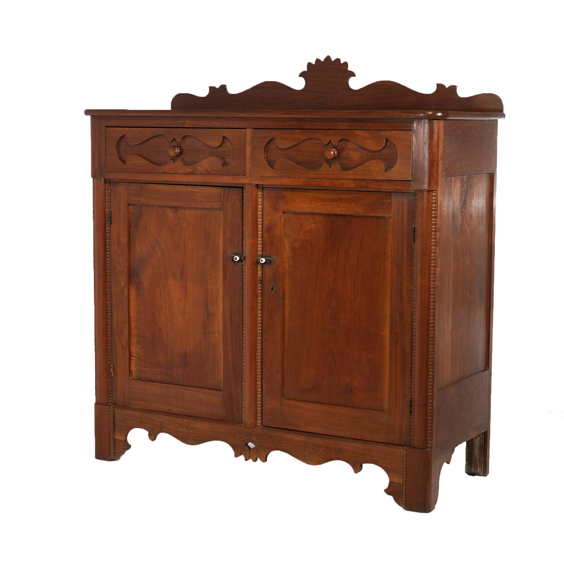 Antique Walnut Carved Country Sideboard 19th C For Sale 3