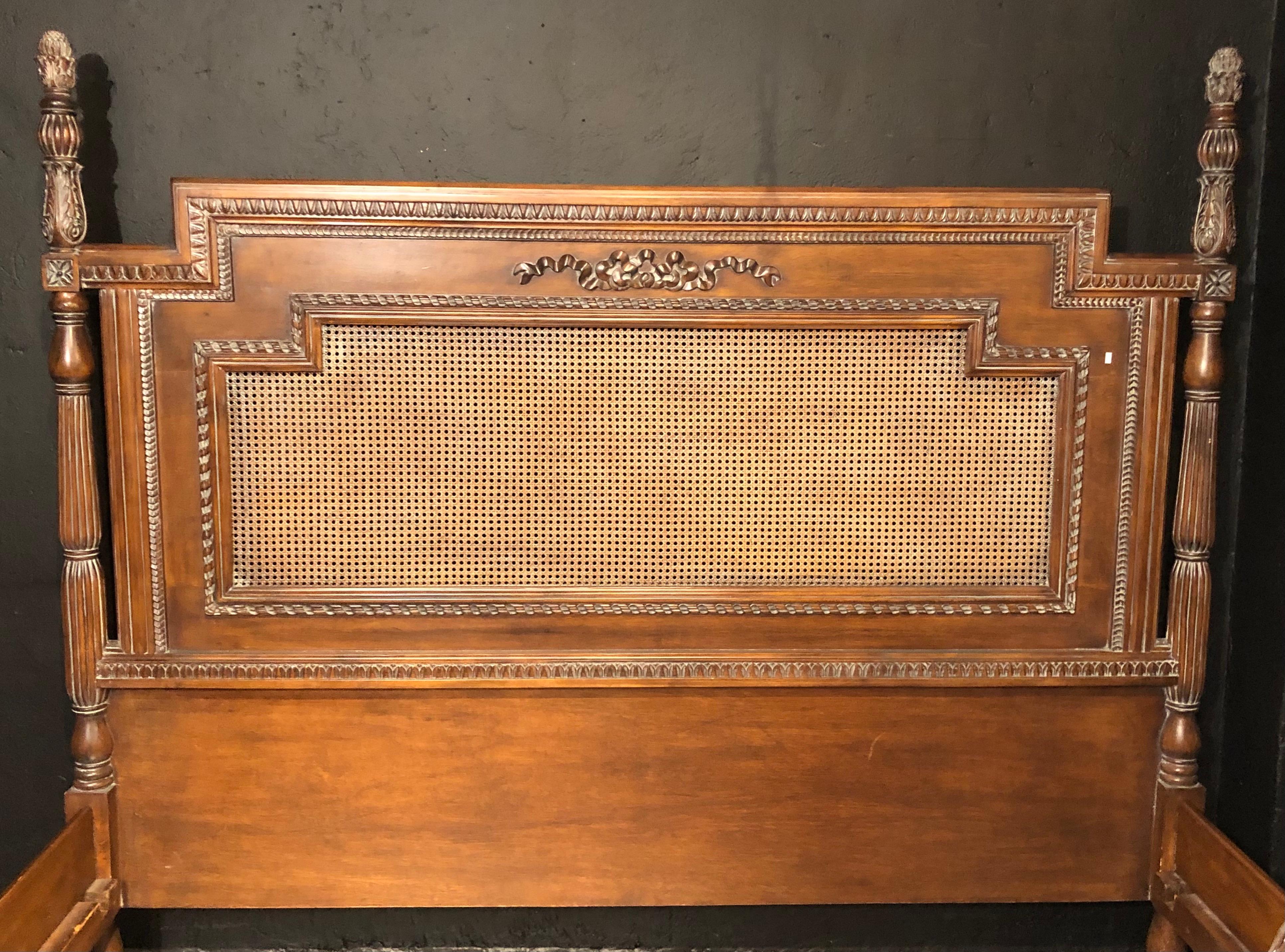 Antique Walnut Carved King Sized Bed, Headboard, Foot-Board and Side-Rails 4