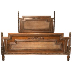 Antique Walnut Carved King Sized Bed, Headboard, Foot-Board and Side-Rails