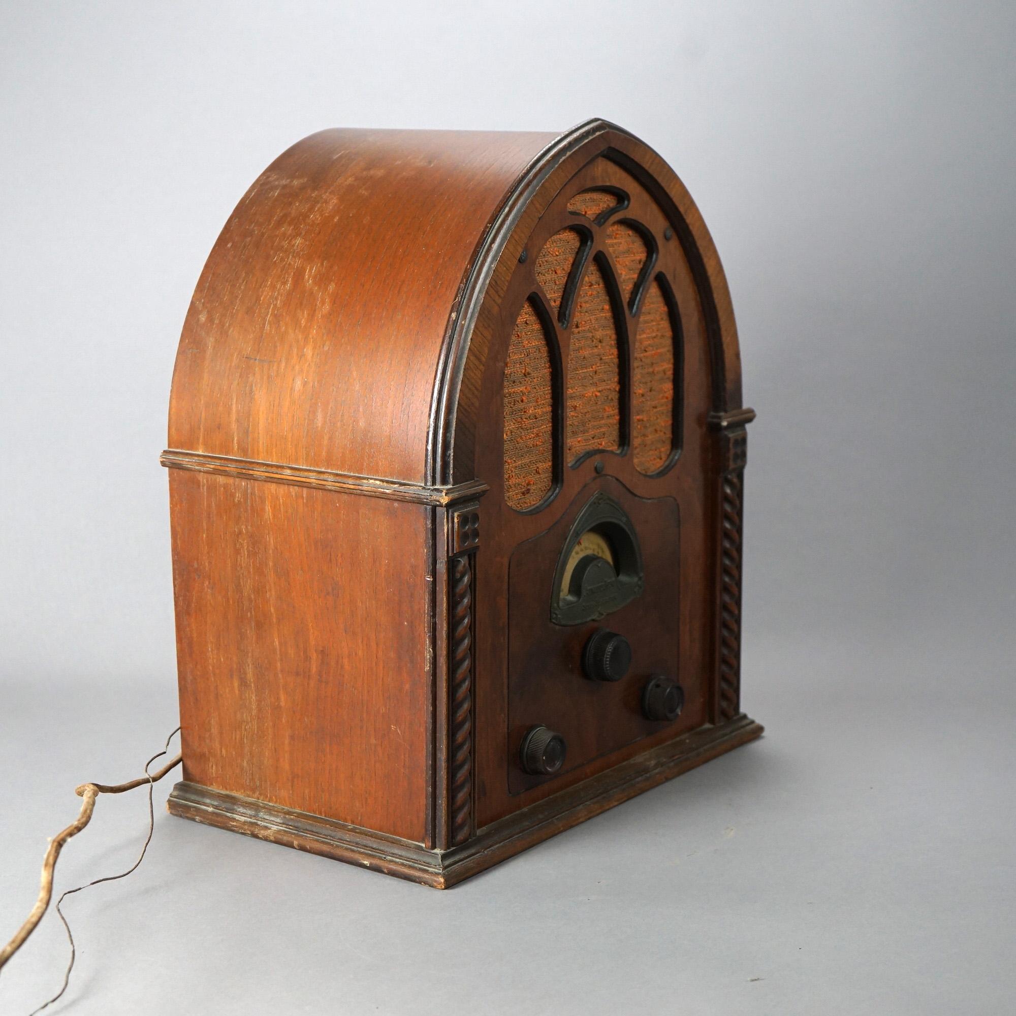 Antique Walnut Cathedral Radio, Atwater Kent Model 82 Super-Heterodyne, c1930 2