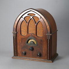 Antique Walnut Cathedral Radio, Atwater Kent Model 82 Super-Heterodyne, c1930
