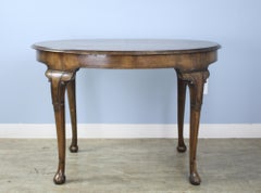 Antique Walnut Center Table, Carved Cabriole Legs