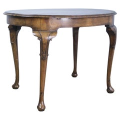 Antique Walnut Center Table, Carved Cabriole Legs