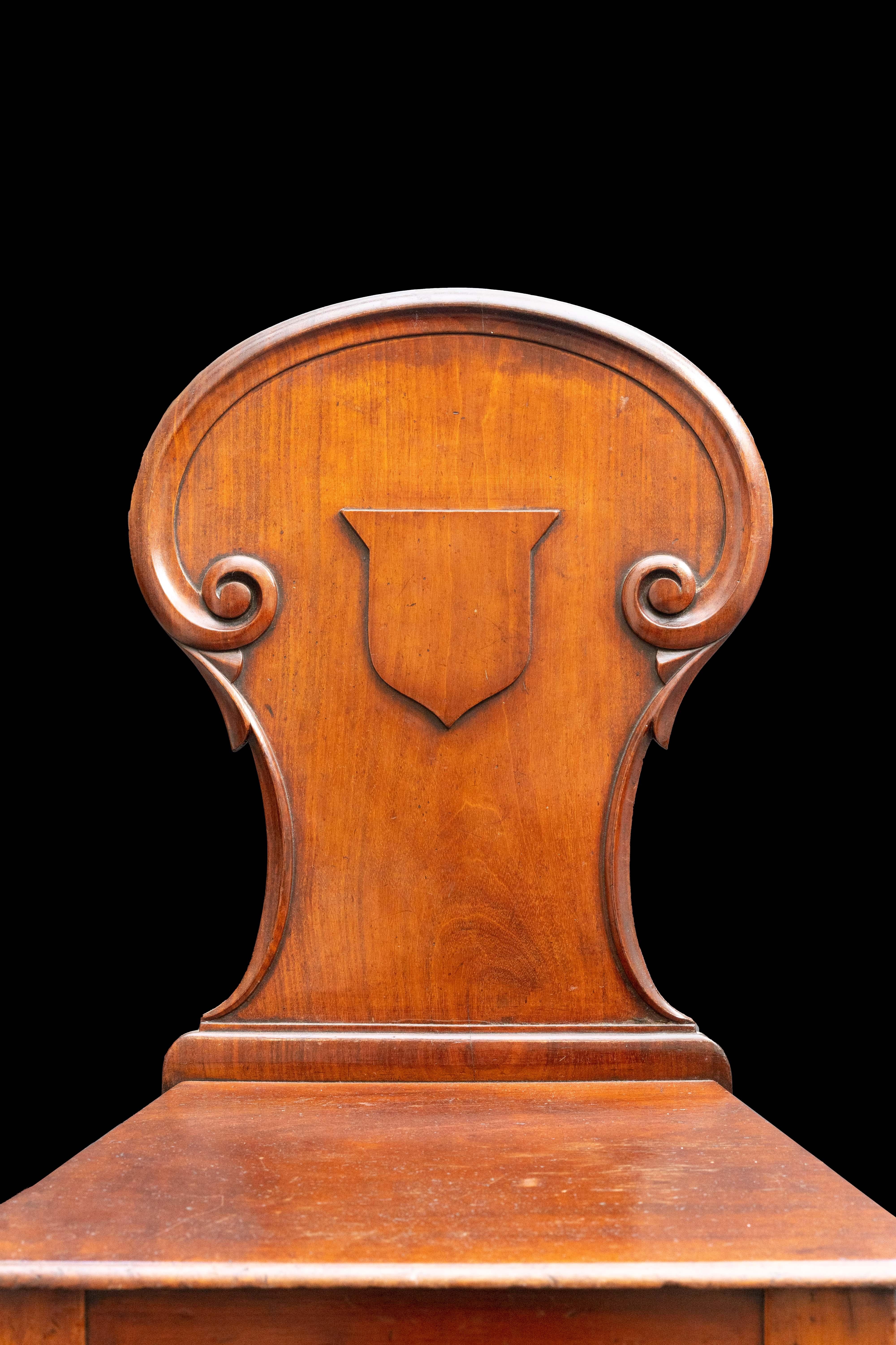 Unknown Antique Walnut Chair W/ Crest Detail
