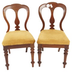 Used Walnut Chairs, Pair of Balloon Back Dining Chairs, Scotland 1880, H1133