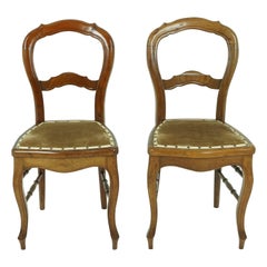 Antique Walnut Chairs, Pair of Victorian Bedroom Chairs, Scotland 1890