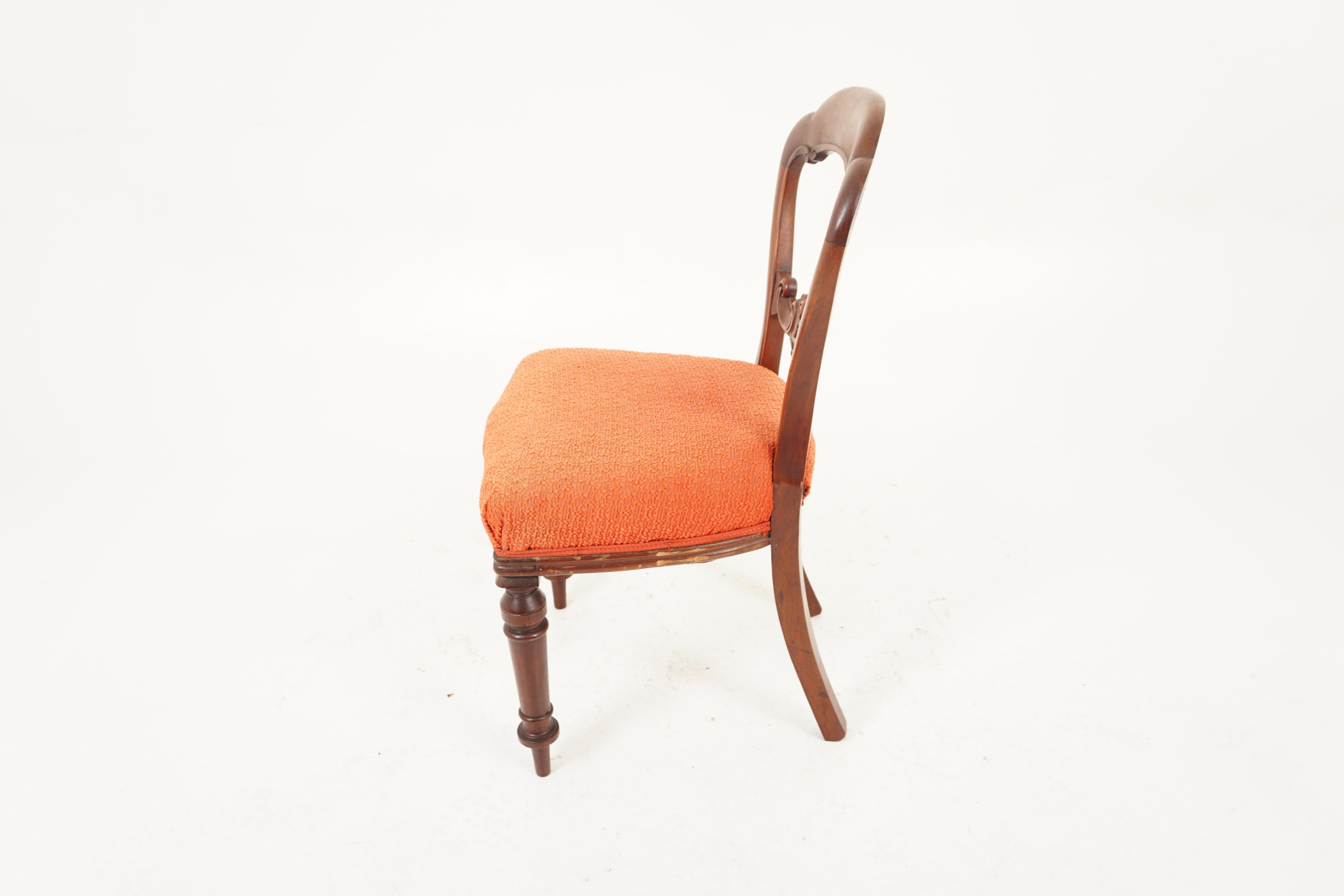 Antique Walnut Chairs, Set of 4 Balloon Back Dining Chairs, Scotland 1880, H952 For Sale 1