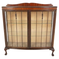 Antique Walnut China Cabinet, Display Cabinet, Scotland 1920, B2682