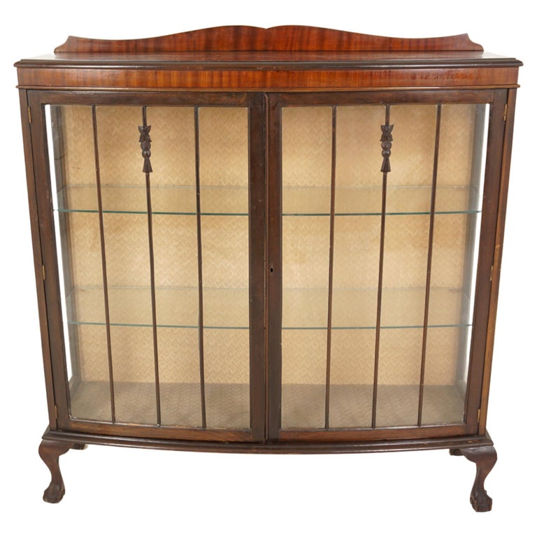 Antique Walnut China Display Scotland 1920, B2682 at