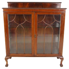Antique Walnut China Cabinet, Display Cabinet, Scotland 1920, H745