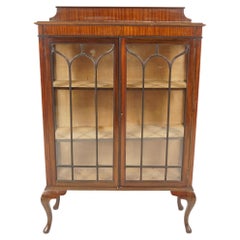 Antique Walnut China Cabinet, Display, Scotland 1920, B2683