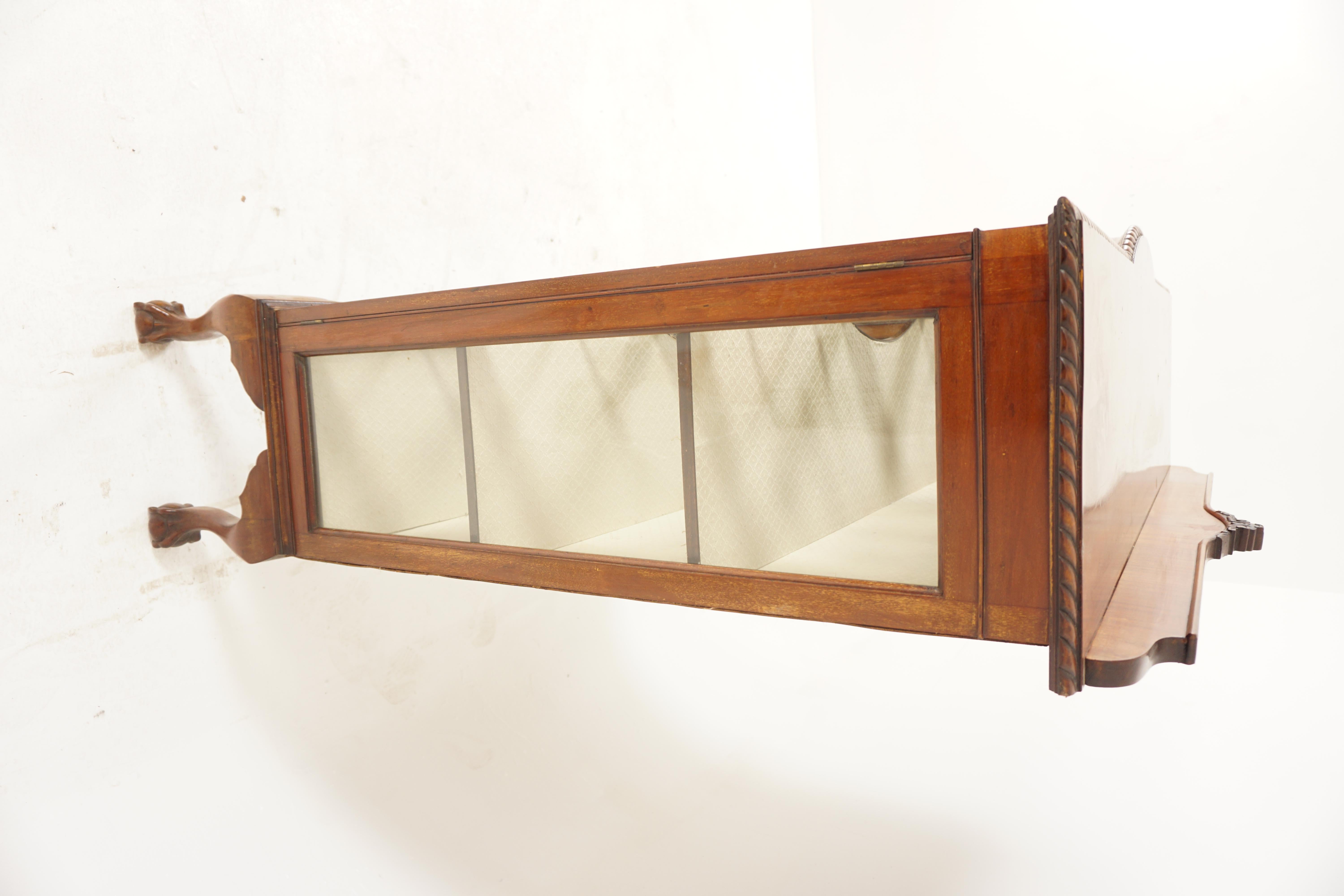 Antique Walnut China Cabinet, Display Shelves, Scotland 1910, H1011 3