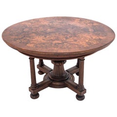 Table basse ancienne en noyer, datant d'environ 1890