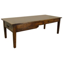 Antique Walnut Coffee Table with Two Drawers