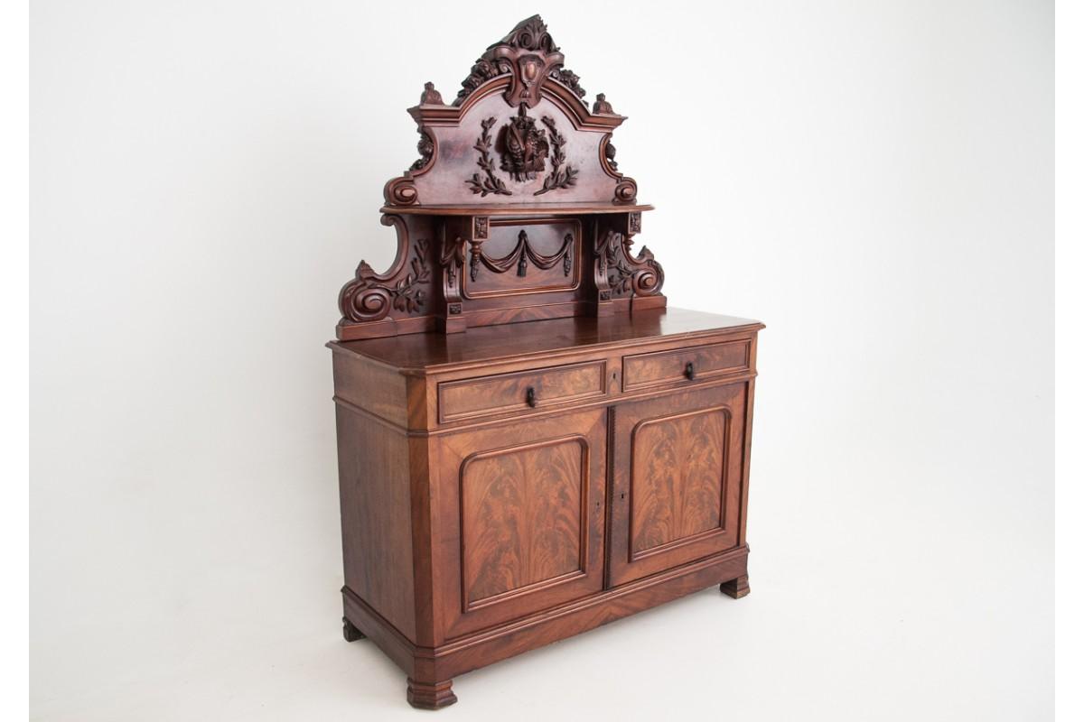 Antique Walnut Commode Buffet from 1880s In Good Condition In Chorzów, PL