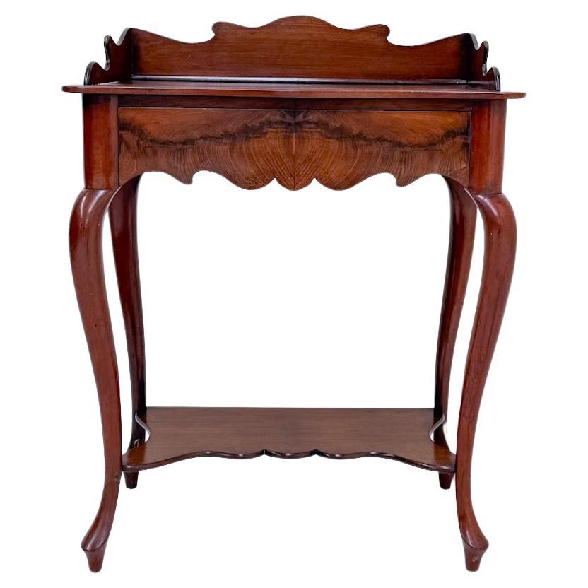 Antique Walnut Console Table with Drawer