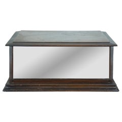 Antique Walnut Countertop Mercantile Illuminated Curio Display Case Showcase