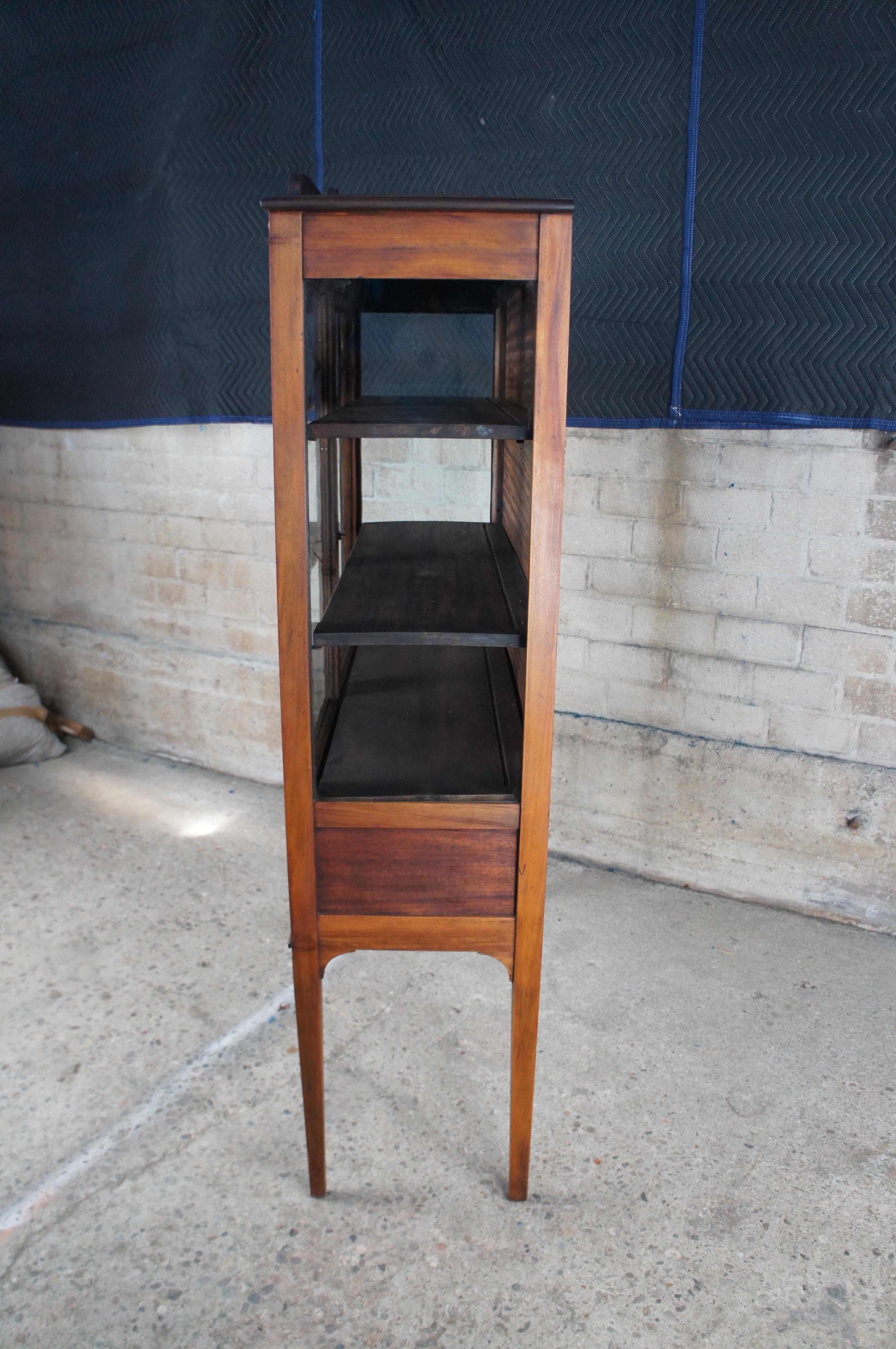Antique Walnut Curio China Display Cabinet Cupboard Bookcase Showcase Vitrin 64