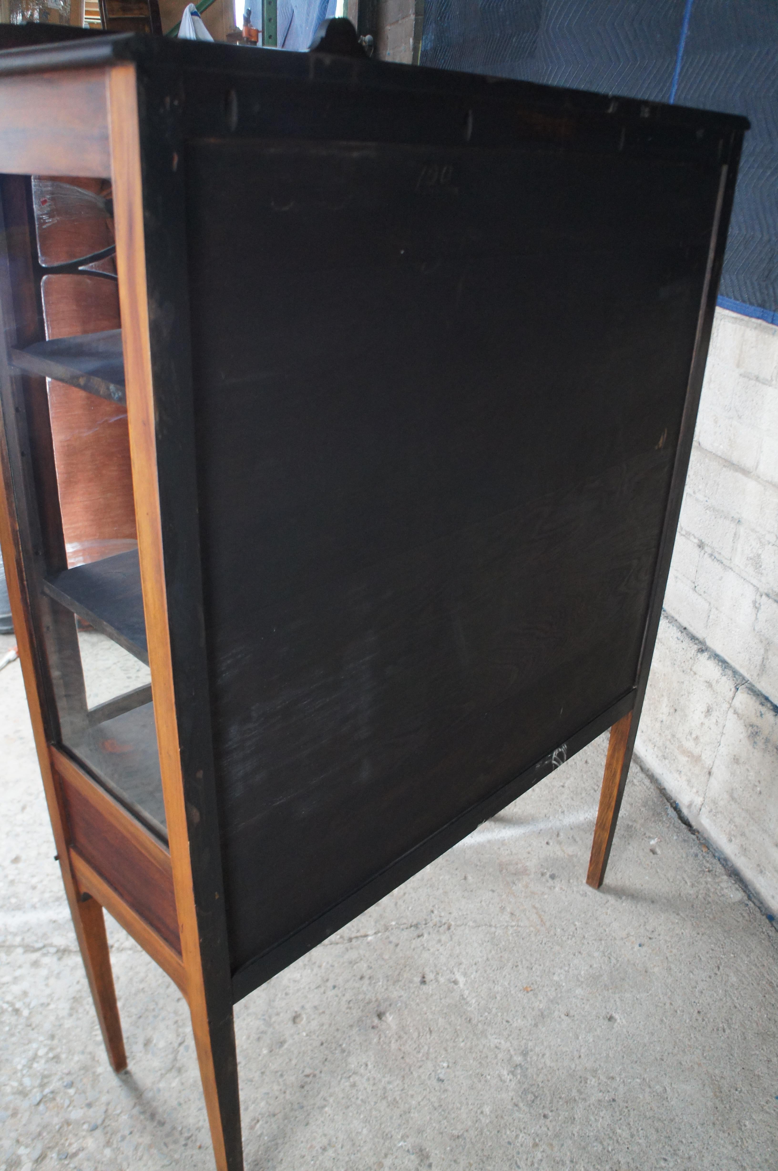 Antique Walnut Curio China Display Cabinet Cupboard Bookcase Showcase Vitrin 64