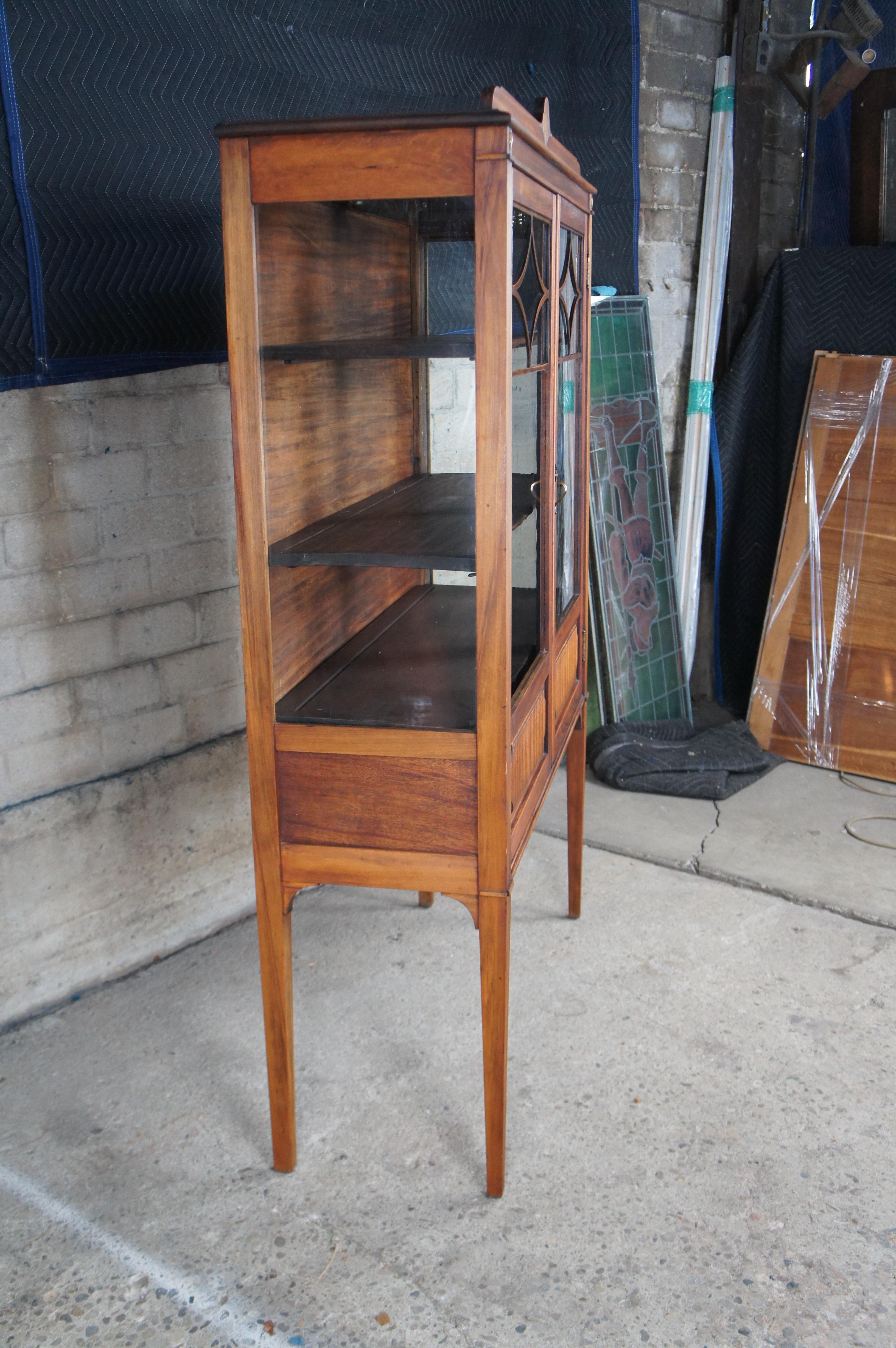 Antique Walnut Curio China Display Cabinet Cupboard Bookcase Showcase Vitrin 64