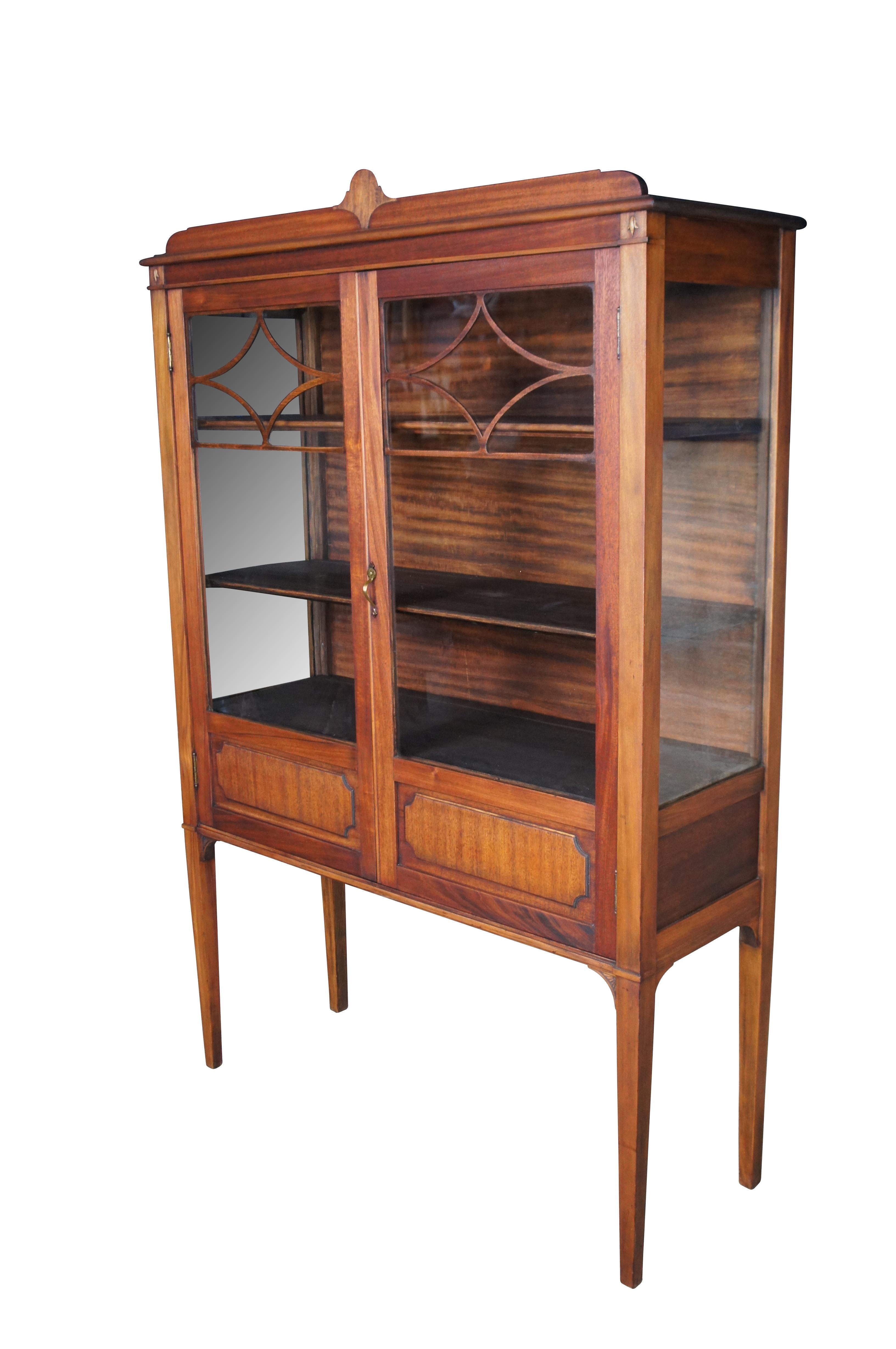 Antique Walnut Curio China Display Cabinet Cupboard Bookcase Showcase Vitrin 64