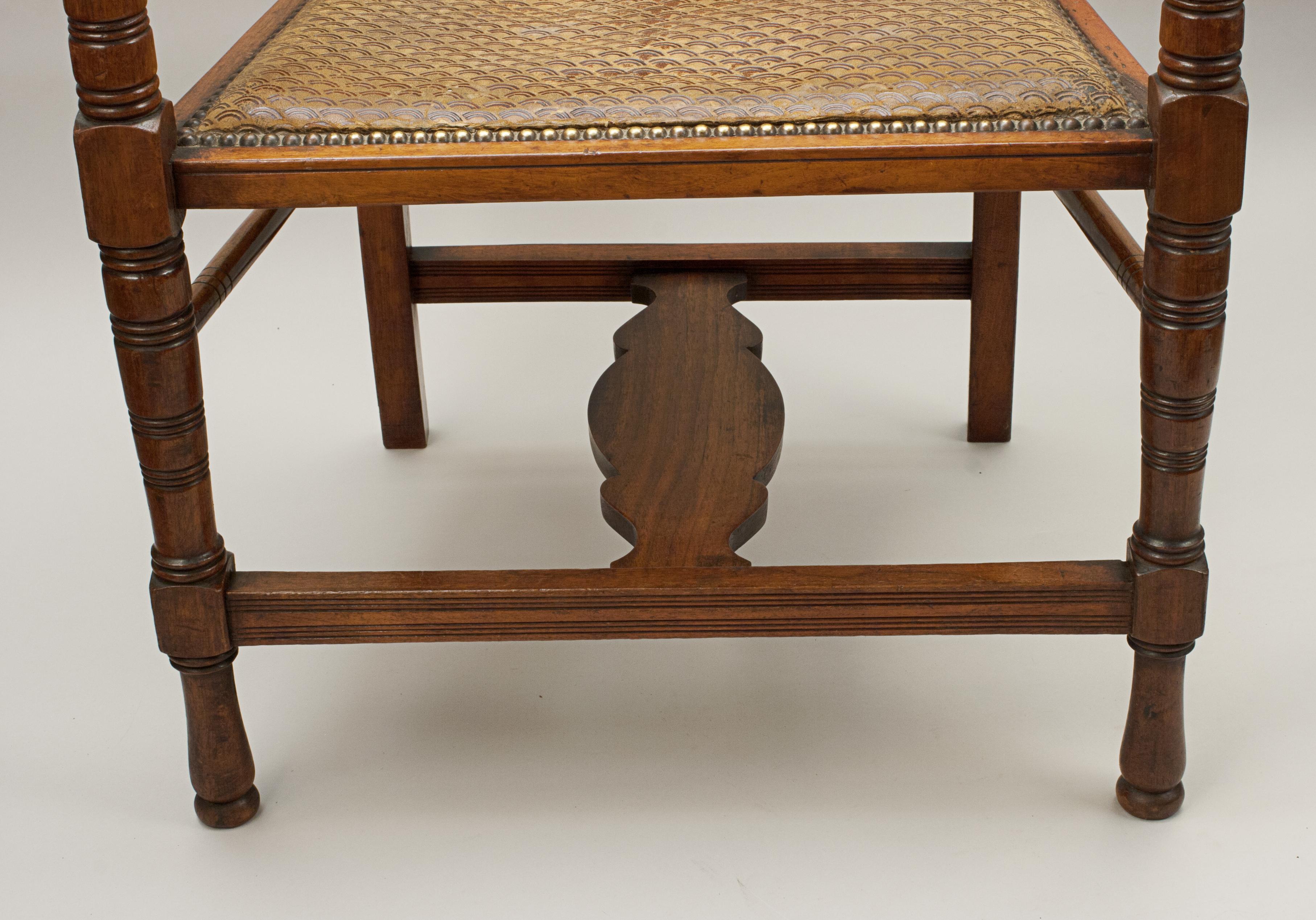Antique Walnut Desk Chair, G.F Armytage, Lamb of Manchester For Sale 4
