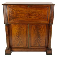 Antique Walnut Desk, French Secretaire Abattant Writing Desk, circa 1830s